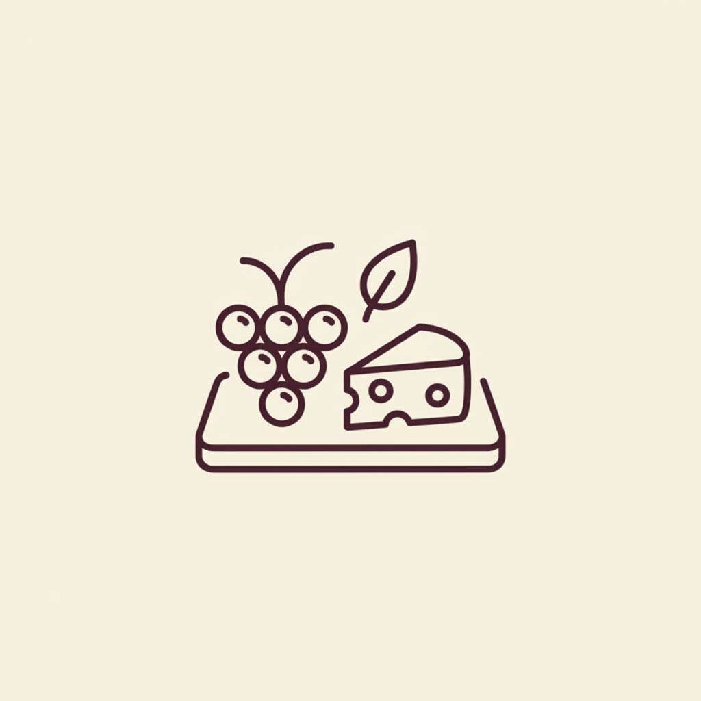 Food pairing icon for alt wine with cheese, salads and seasonal fare