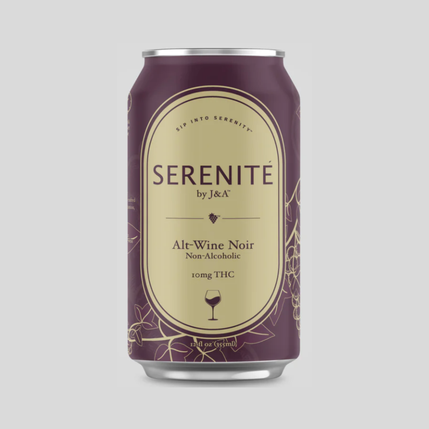 Serenité Noir can: THC-infused alt wine by J&A Atelier